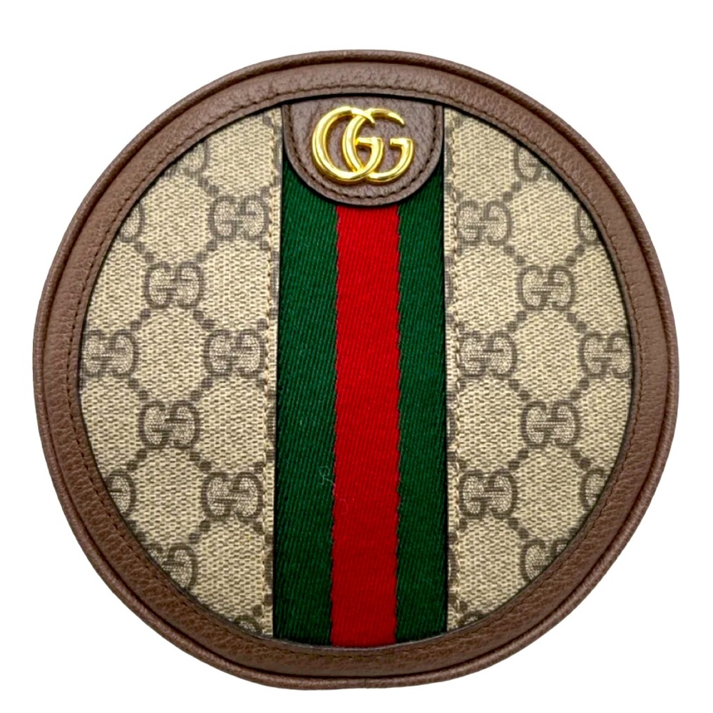 Gucci Brown, Green & Black Coated Canvas Top Zipper Gold Hardware Chain Bag